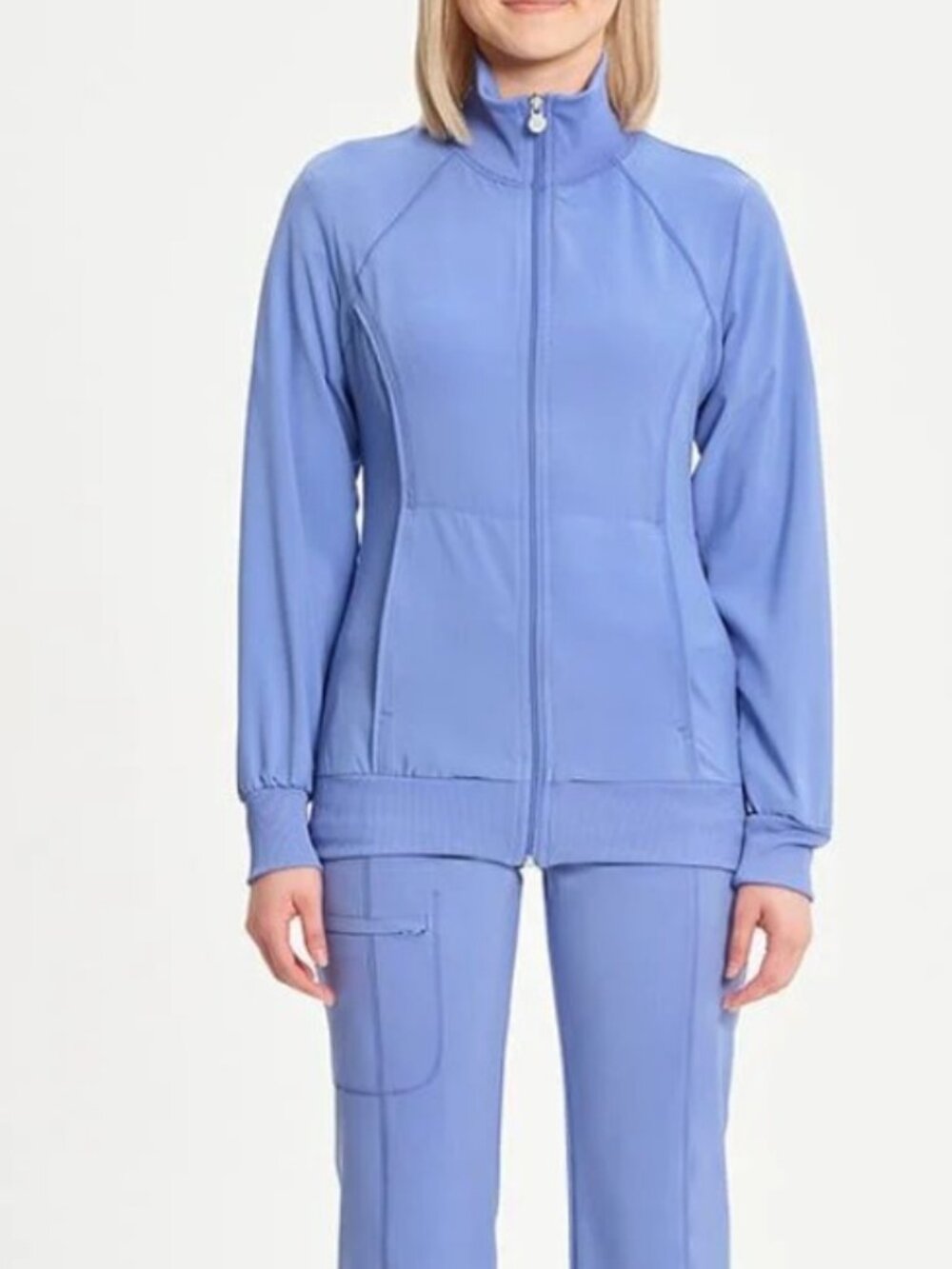Cherokee Women's Zip Front Warm Up Scrub Jacket Ciel Blue Large